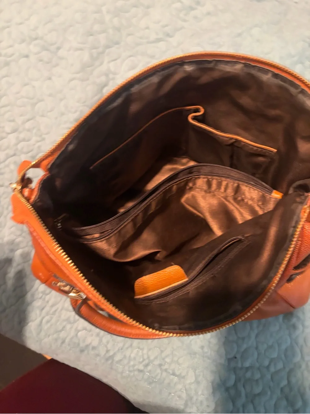 Women's Orange Leather Satchel Bag